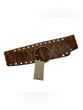 Urban Outfitters Brown Eyelet Belt with Antique Brass tone Ring Western Leather